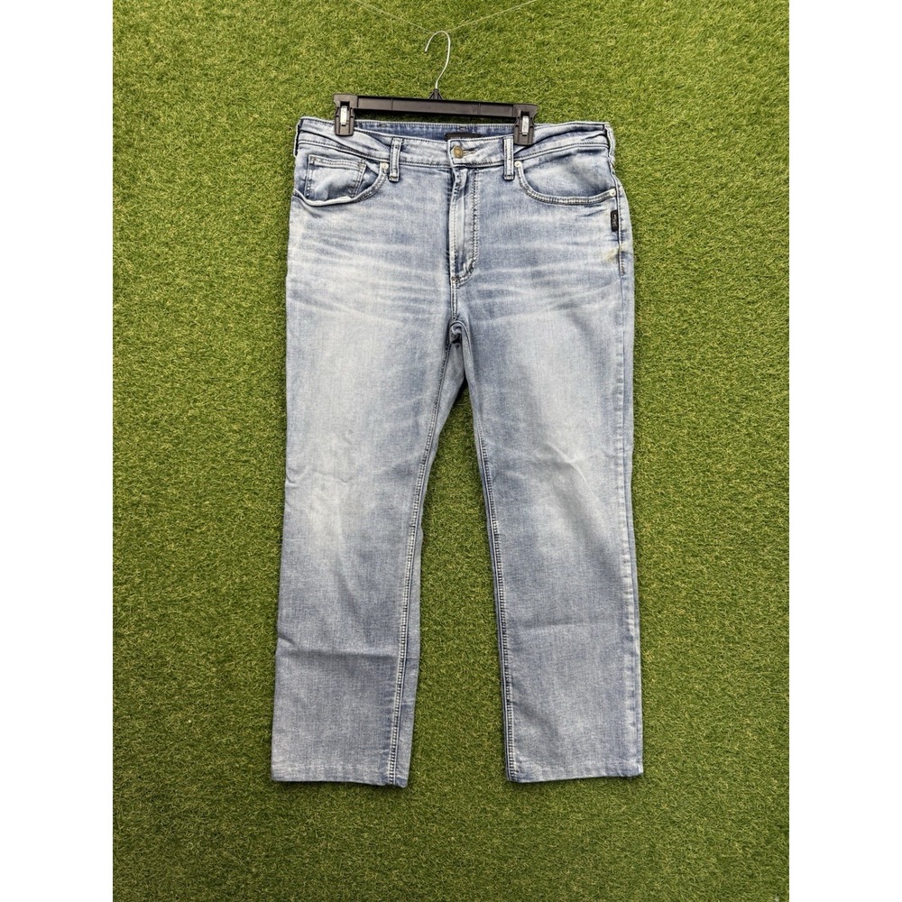 Silver Jeans Mens 36x28 Grayson Light Wash Thick Stitch Y2K Stretch Casual